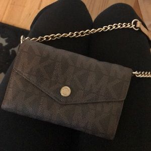 Michael kors brown cross body wallet